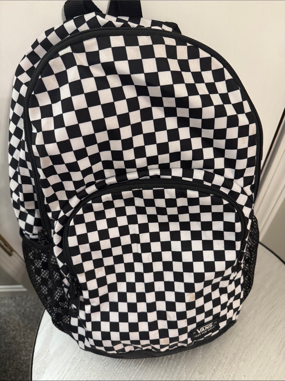 Vans Black & White Checkerboard Backpack for Men